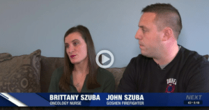 Brittany Szuba and John Szuba talk to WNDU reporter about buying their home through Jim McKinnies Real estate agent and Homes for Heroes