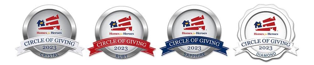 2023 Homes for Heroes Circle of Giving Affiliate Award Badges horizontal banner