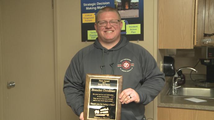 Brenden Goodman of Clay Fire receives Hero of the Month Award