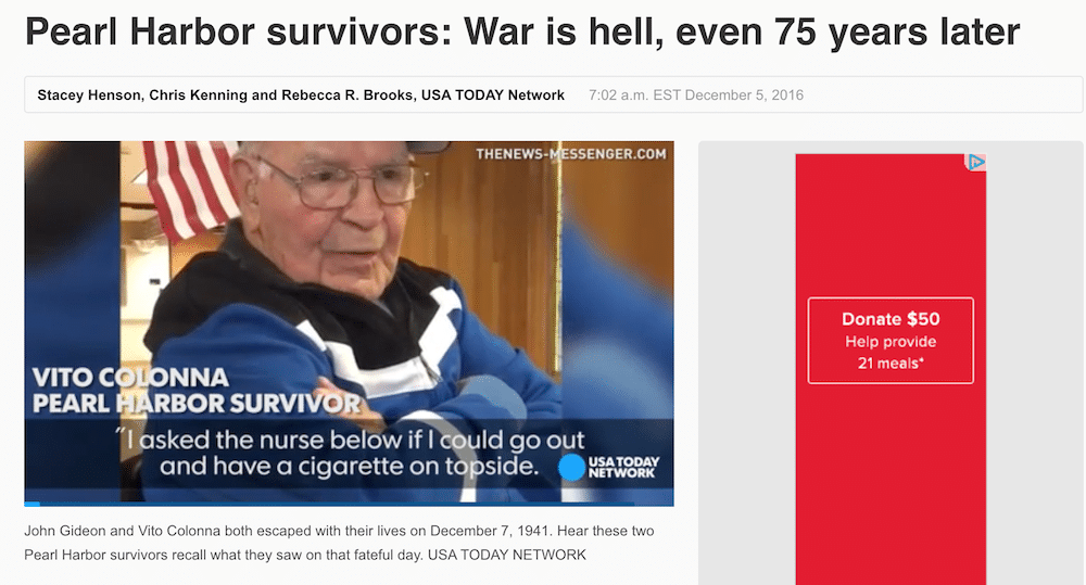 USA Today- Pearl Harbor Survivors