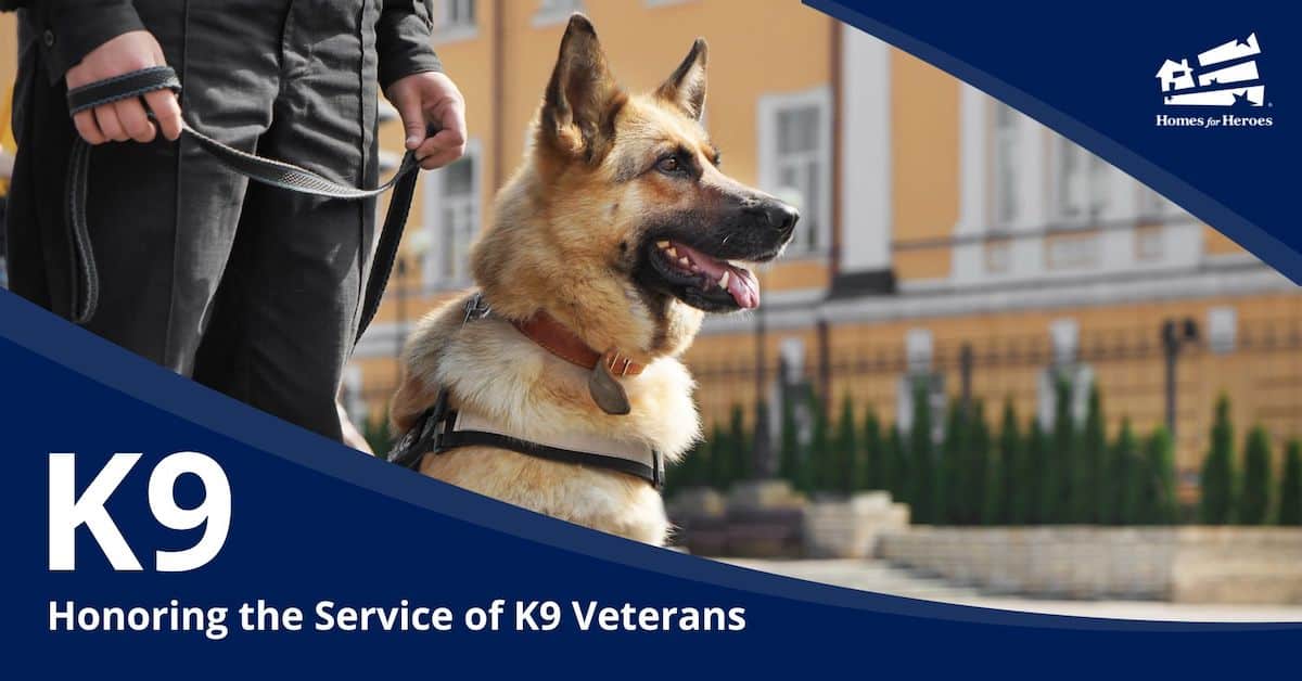 police k9 dog handler outside on watch honoring for national k9 veterans day Homes for Heroes