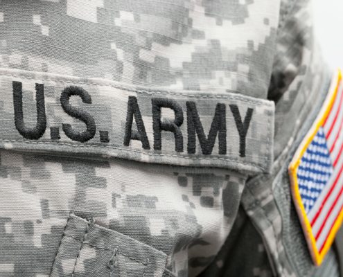 U.S. Army patch on military uniform