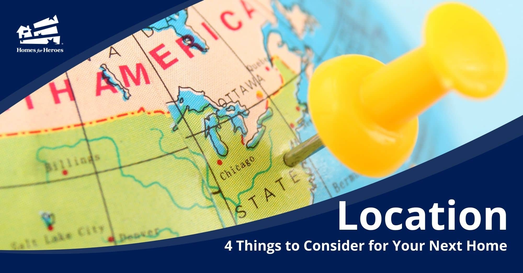 globe map united states yellow stick pin mark location where i should live Homes for Heroes