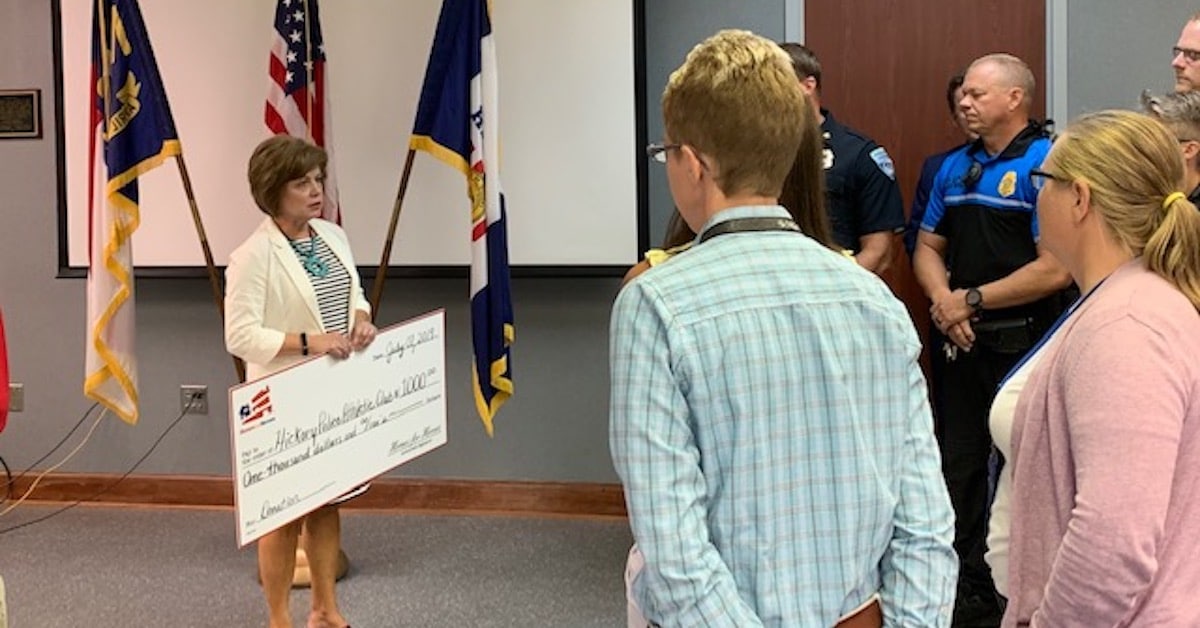Jamie Harrington Presents 1000 Check Homes for Heroes Foundation to HIckory Police Athletic Club