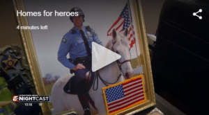 An image of Steve Blackwell in his Minneapolis Police Department uniform mounted on a police horse, with his military American flag patch in the corner of the picture frame.