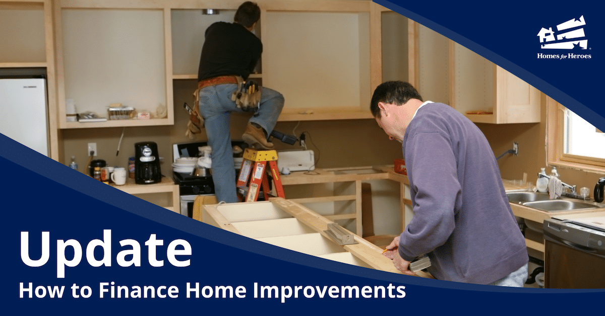 Home Improvement Financing Options Remodel Kitchen-Two Men Cupboards Counter Island Homes for Heroes