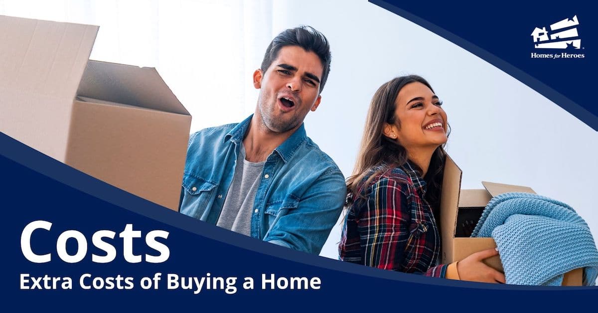 man woman carrying packed boxes grimacing extra costs of buying house Homes for Heroes