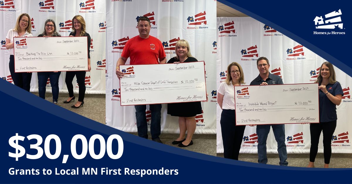 three 10000 grants for first responder organizations invisible wounds project mike spencer heart of gold foundation backing the blue line minnesota honor 9 11 Homes for Heroes Foundation