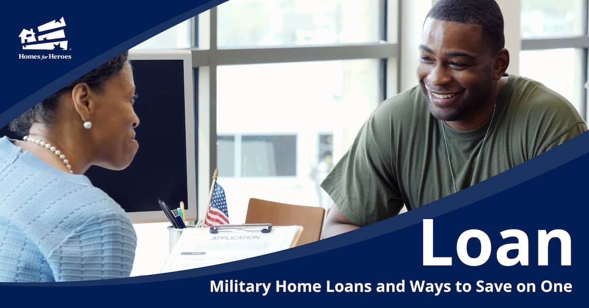 male military member discussing military home loans with woman mortgage loan officer helping to make decision on best option Homes for Heroes