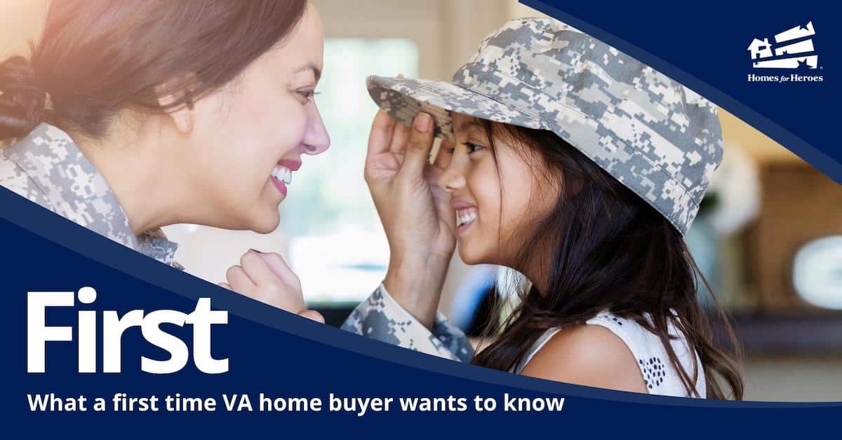 mom puts military cap on little girl after telling her they will be first time home buyer va loan user Homes for Heroes