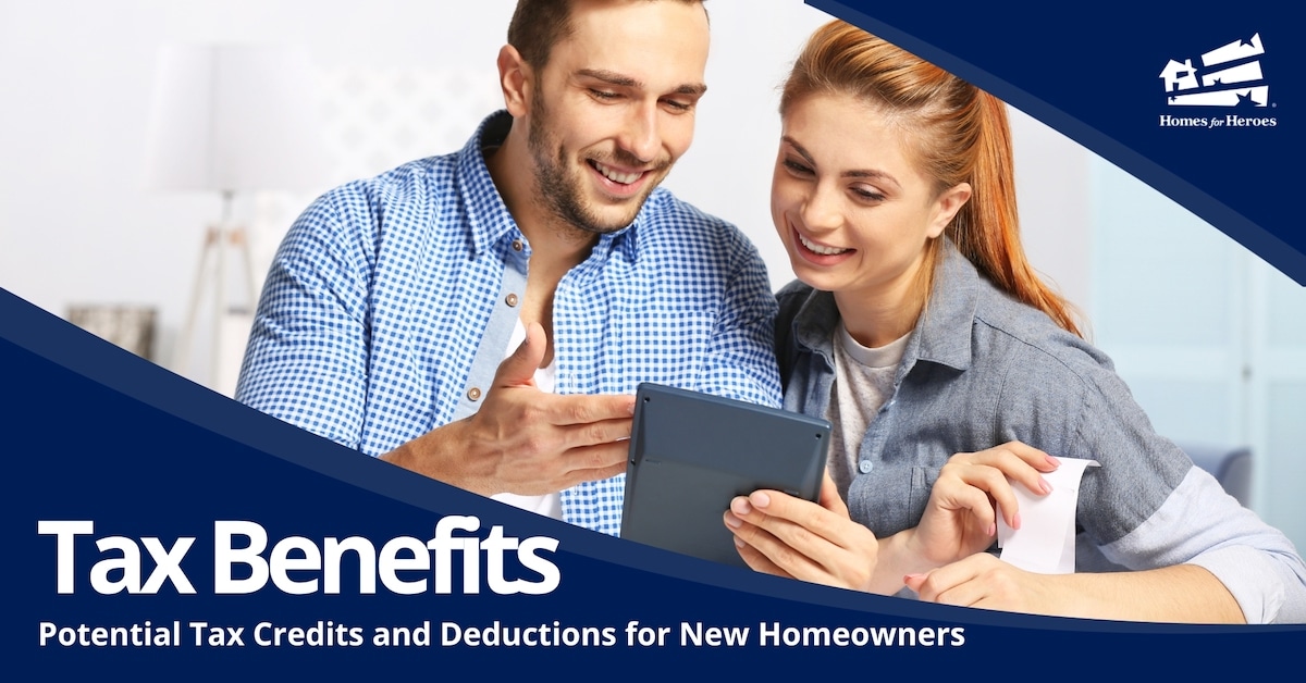 young couple first time home buyers evaluating tax benefits of owning a home Homes for Heroes