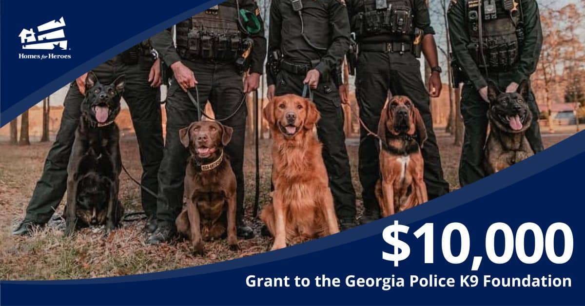 law enforcement k9 units lined up for Georgia Police K9 Foundation Homes for Heroes Foundation grant