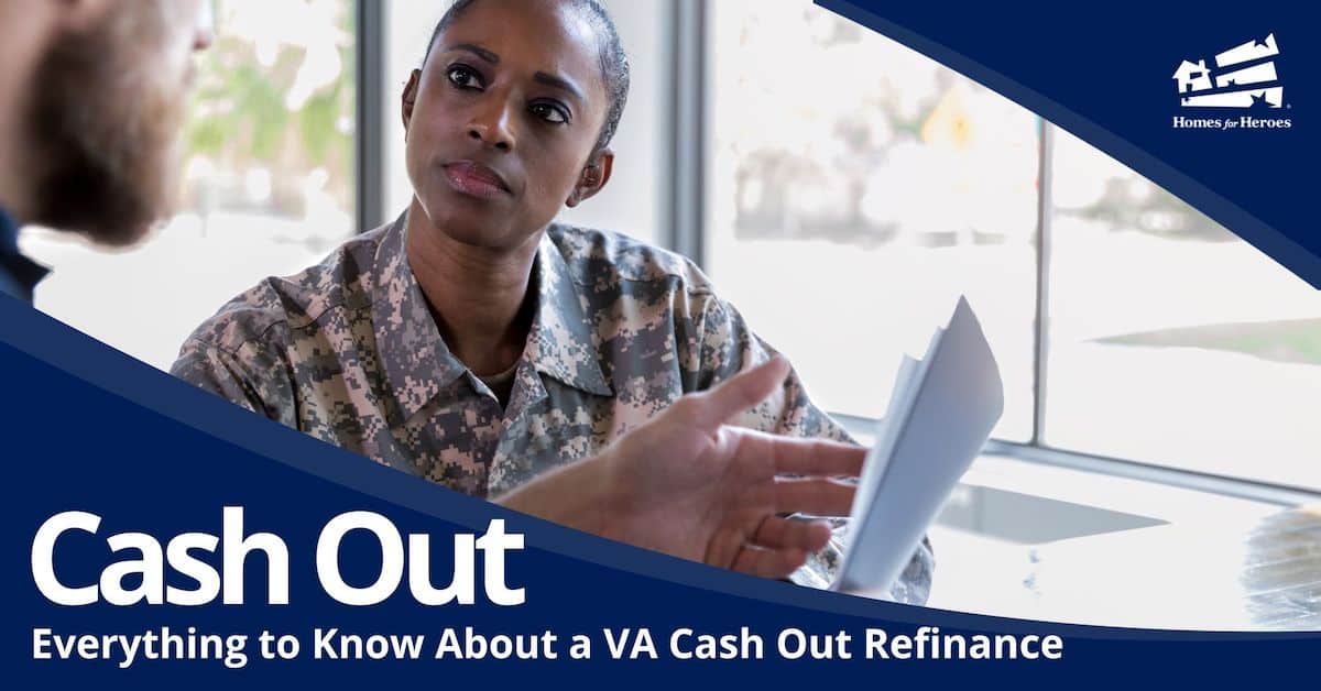 attentive female military veteran listens to mortgage specialist about her va cash out refinance Homes for Heroes