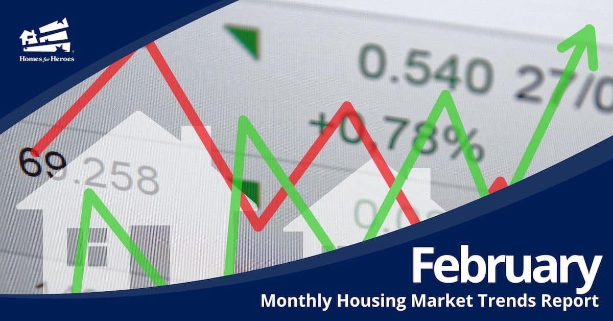 Housing Market Trends February 2023 Green Red trendlines Homes for Heroes