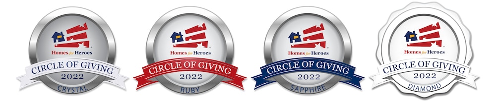 2022 Homes for Heroes Circle of Giving Affiliate Awards Crystal Ruby Sapphire Diamond