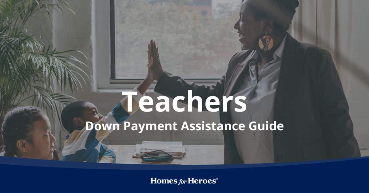 teacher giving child high five celebrating childs accomplishment and feeling good after qualifying for teacher down payment assistance grant Homes for Heroes