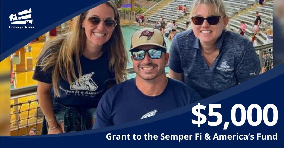 Semper Fi Americas Fund three people at event Homes for Heroes Foundation grant
