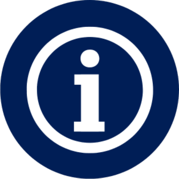 white letter i in circle navy blue background icon signifies ongoing search for NAR settlement information and updates